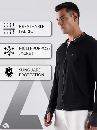 Image of ADRO Sunscreen Jacket for Men UV Sun Advanced Protection Running Jackets For Men Biker Jackets with Zipper Sports jacket for men