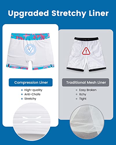 Image of maamgic 5inch Mens Swim Trunks with Compression Liner 2-in-1 Swimming Shorts Stretch Quick Dry with Zipper Pockets