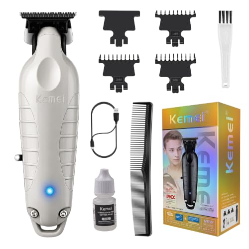 KEMEI PG2299 Recortadora Barba y Pelo Hombre, Cuchilla T, 7000 rpm, Gris