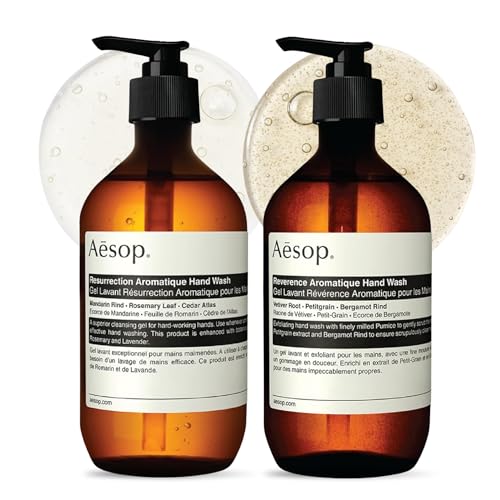 Aesop Resurrection & Reverence Aromatique Hand Wash Set Nourishing Hand Wash & Gentle Exfoliating Hand Soap Duo | Botanical Cleansers Made with Hydrating Essential Oil Blend | 16.9 oz Each (2 Pack)