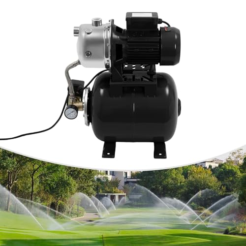 1.6HP Shallow Well Pump with Pressure Tank, 110V Automatic Water Booster Jet Pump, Irrigation Pump for Home, Garden, Farm, Lawn Sprinkler Systems (Black)