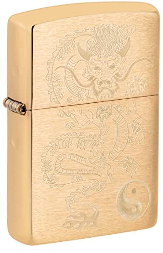 Encendedor Zippo dragón asiático latón cepillado miniatura 1