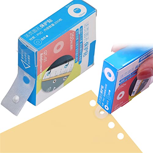 Loose-Leaf Paper Hole Reinforcement Ring Labels Stickers Hole Punch Reinforcers Stickers 250 Pack Waterproof Self Adhesive Ring Hole Page Reinforcers Stickers for Office School Home