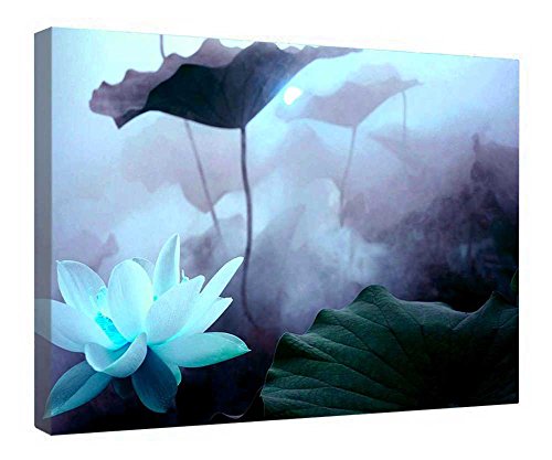 Impression sur toile Lotus dans une brume cadre en bois zen 40x50 cm