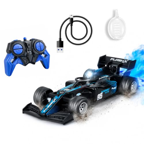 Image of Amazon Brand - Jam & Honey Formula F1 RC Racing Car for Kids | 2.4GHz Remote (100+ ft Range) | Mist Smoke Effect | LED Lights | USB Type-C Rechargeable | Multi-Direction Control | Black|4+ Years