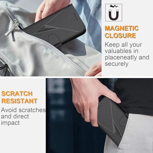 Oduio for Samsung Galaxy S25Fe Case Wallet, Cover PU Leather Flip Shell with Card Slots Hand Strap Kickstand Magnetic Folio Phone Case for Samsung Galaxy S25Fe 2025,Black by Oduio - Used condition - Image 4