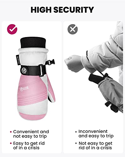 Outdoormaster Kids Ski Gloves, Ultra-Waterproof Ski Mitten, Cold Weather Snow Gloves, Long Cuff Winter Warm Gloves For Skiing, Snowboarding Fits Boys And Girls #TOP4