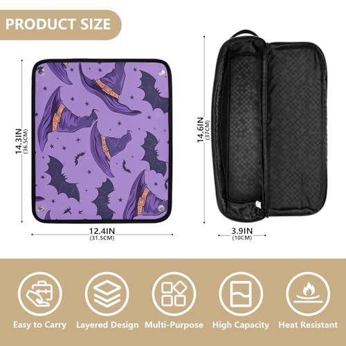 GuoChe Estuche portátil de viaje y alfombrilla resistente al calor con cremallera fondo púrpura espeluznante miniatura 4