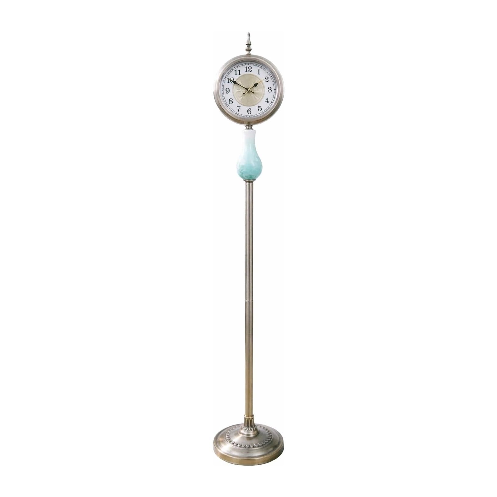 HLHLOP777 Grandfather Alarm Metal Floor Standing Clock Quartz Silent for Living Room and Hallway Floor Clock(Silver)
