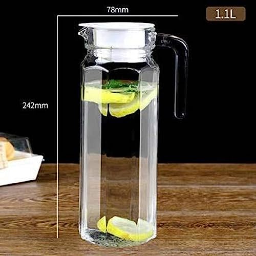 Image of 1100 ML (Set of 2) Glass Water Jug With Lid for Juice, Hot and Cold Beverages - Milk and Juice Carafe