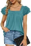 WIHOLL Short Sleeve T Shirts for Women Dressy Casual Flutter Sleeve Tops Elegant S