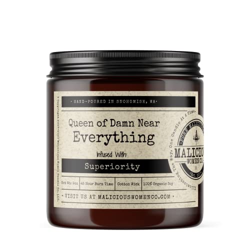 Malicious Women Candle Co - Queen Of Damn Near Everything, Rebel Rose Infused With Superiority, All-Natural Soy Candle, 9 Oz #TOP1