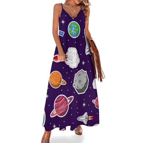 Robe d'été légère sans manches à motif fusée spatiale contre la chaleur