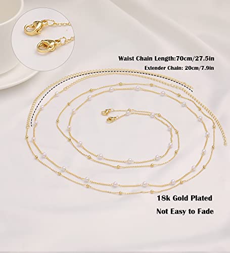 Tobeny 18K Gold Plated Layered Waist Chain For Women Multilayer Belly Chain For The Waist Adjustable Waist Chains 27.5 Inch-35.5 Inch Summer Body Chain Jewelry Belly Jewelry For Women #TOP4