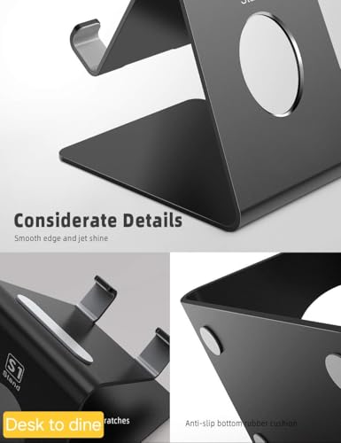 Image of Adjustable Metal Phone Stand for Desk | Sturdy Aluminum Cradle Dock for 4-8 Inch Smartphones | Anti-Slip Mobile Holder for Office, Study Table & Bedside | Universal Stand