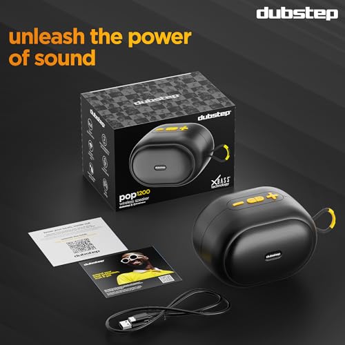 Image of Dubstep Pop 1200 with Upto 16 Hrs Playtime, 52mm Dynamic Driver, TWS Pairing with 12W Output Bluetooth Wireless Speaker (Black)