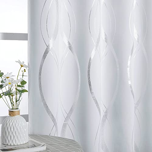 Pony Dance Rideaux Salon - Rideaux Occultant Isolation Lumière Thermiques Motif Argenté Rideaux à Oeillets Draperie de Fenêtre Anti UV Elegant, 140 x...