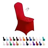 SuperO Waterproof Spandex Chair Cover 50PCS, Stretch Dining Chair Covers, Polyester Outdoor Chair Covers, Protector Stretch Chair Cover for Party Universal, Banquet, Wedding Event, Hotel(Red)