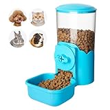 VANNON Small Animal Hanging Automatic Food Dispenser, 35oz Gravity Pet Feeder for Cage, Food Bowl for Rabbit Puppy Cat Ferret Guinea Pig Chinchilla Parrot (Blue)