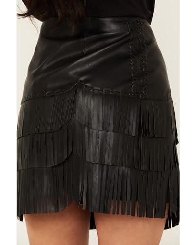 Idyllwind Women's Irene Fringe Faux Leather Skirt - IWFA23S68 X-4