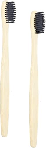 SEVENHEAD 2 cepillos de dientes de bambú cerdas suaves de madera para adultos, cepillos de dientes naturales biodegradables libres de BPA