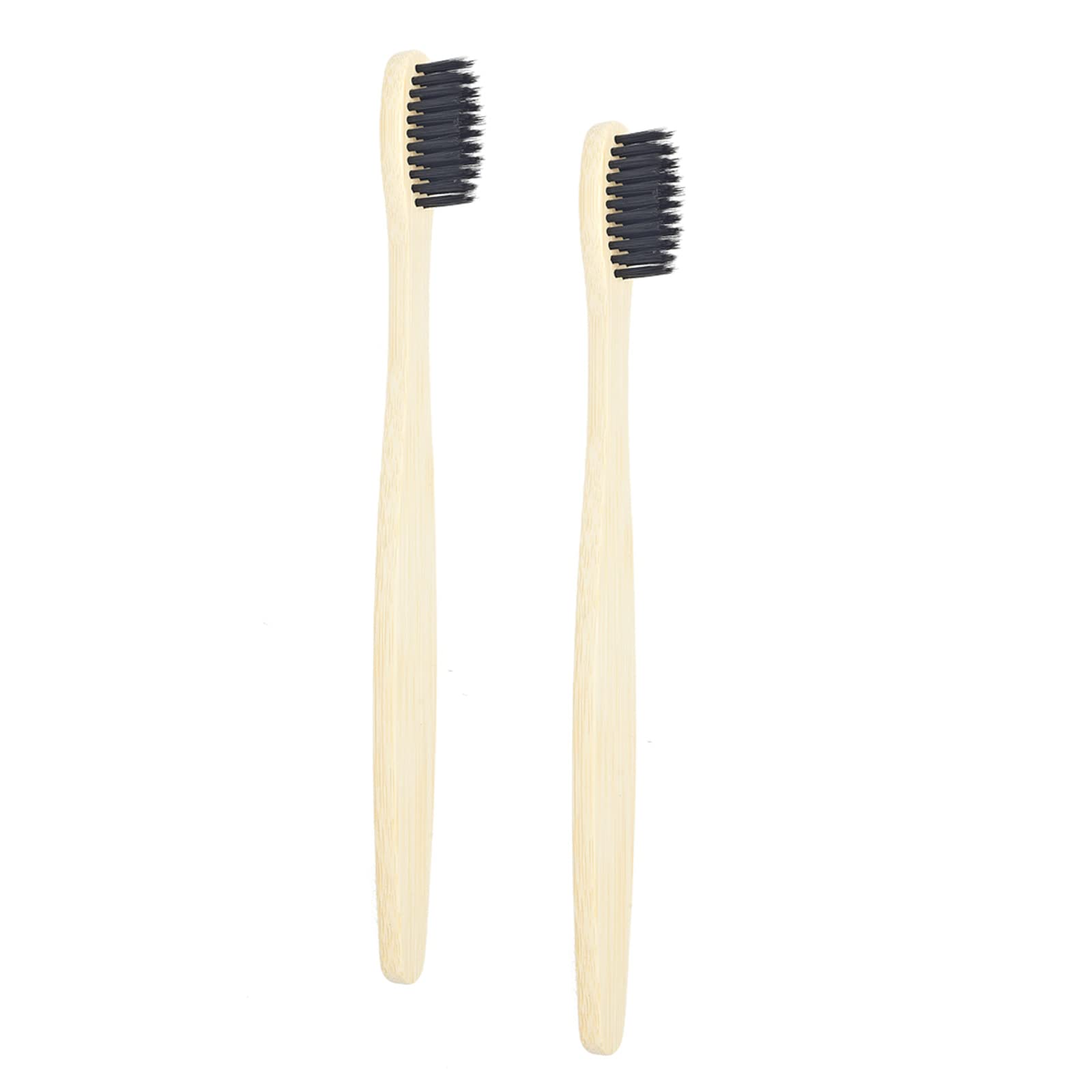 SEVENHEAD 2 PCS Bamboo Toothbrushes With Soft Bristles for Adults - Natural Biodegradable BPA Free Eco-Friendly Wooden Black Toothbrush