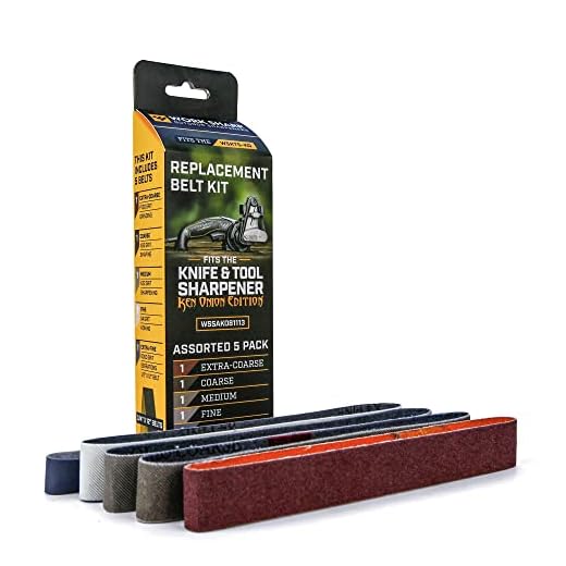 WORK SHARP™® - WSKTS Ken Onion Edition Belt Kit - Premium Schärfband mit Körnung P120, X65, X22, X4 & P6000 - Profi Ersatzbänder - Hochwertiger Schärfer
