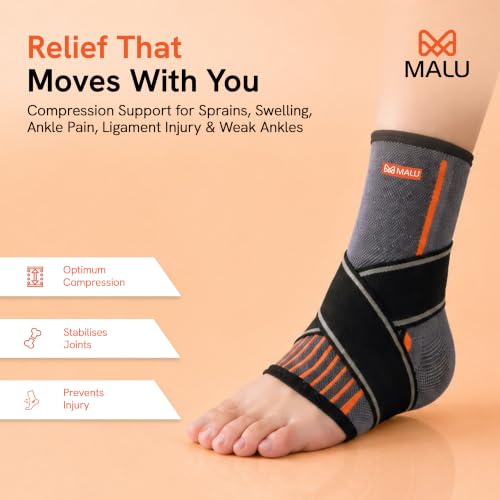 Image of Ankle Support Brace - Adjustable Compression Ankle Binder for Sprain, Swelling & Ligament Pain Relief | Breathable Ankle Wrap for Injury Recovery, Sports & Daily Use - Men & Women-Grey (S)