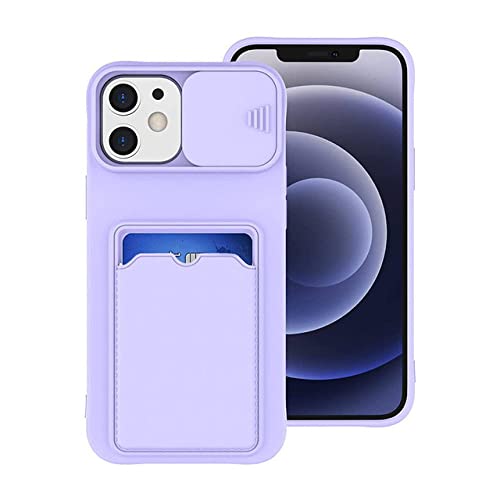 Custodia per telefono con custodia protettiva per fotocamera scorrevole per iPhone 12 11 13 Pro Max X XR XS 6 6S 7 8 Plus Custodia a portafoglio in silicone morbido Mini SE, viola lilla, per iPhone 11