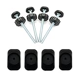 Baby Gate Extender Extention-4 Pack Baby and Pet Safety Stair Gate Threaded Spindle Rods Replacement Parts Bundle with Wall Protector (Round-Black-4 Pack)