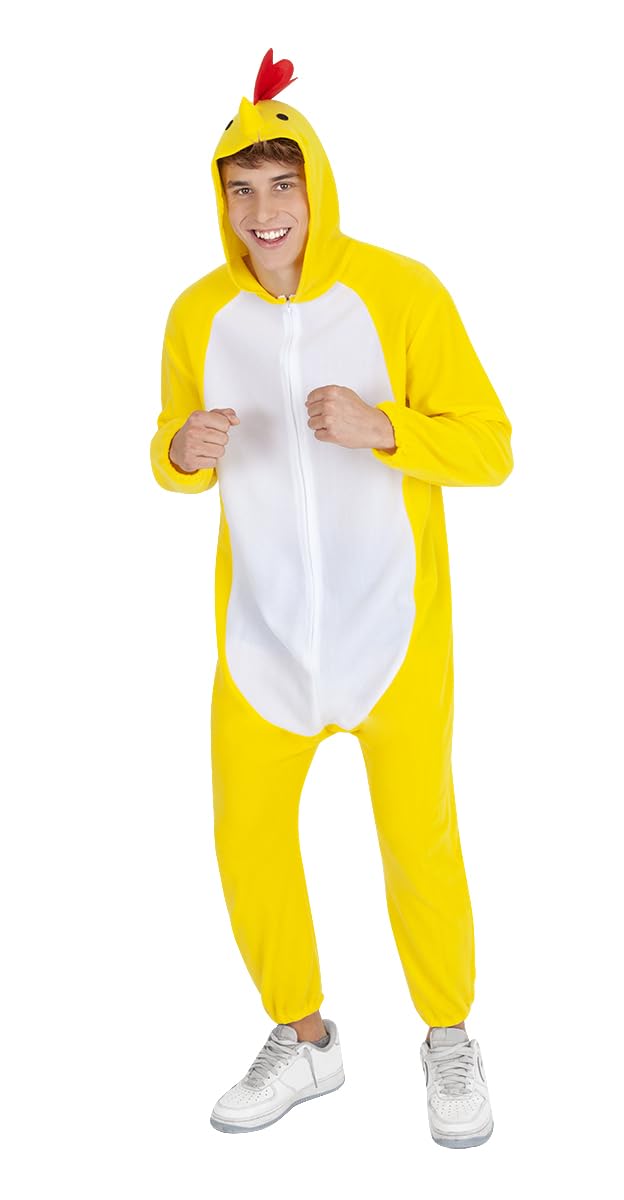 Rubies Disfraz Pollo para Adulto, Jumpsuit con capucha y cola, Licencia Oficial para Despedidas de Soltero, Fiesta temática, Despedidas de Soltera, Disfraces en grupo, Carnaval, Amarillo