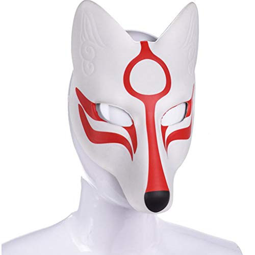Amosfun Máscara de Raposa para Cosplay de Halloween Máscara de Kabuki Japonesa de Halloween Festa de