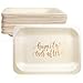 "Happily Ever After" StatementWare Disposable Wedding Plates (50-pack)-100% Natural, Eco-Friendly Alternative to Plastic Wedding Plates, Catering Plates and Dessert Plates (7.5" x 5.5")
