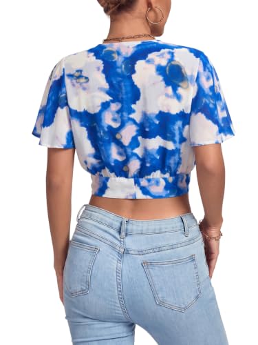 Image of LYANER Women's Tie Front Sexy Crop Tops