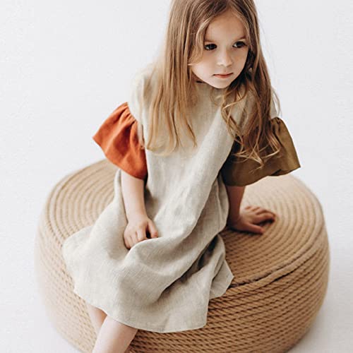 Vestido camiseta infantil de manga curta para meninas, moderno, patchwork, colorido, vestido de prin