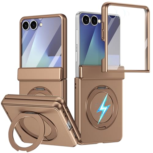 Étui magnétique Samsung Z Flip7 avec protection écran, charnière et anneau