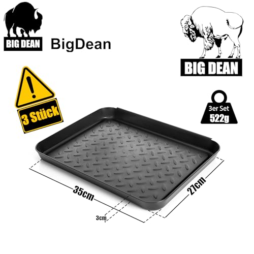 BigDean 3 Stück Schuhabtropfschale 27x35cm Anthrazit Schuhmatte für zu Hause – Schuhablage aus bruchfestem Kunststoff