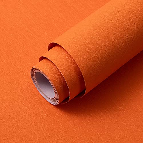 Abyssaly Self Adhesive Wallpaper Orange Sticky Back Plastic Roll Removable Contact Paper Peel and Stick Vinyl Paper 15.7in X 118in for Decoration Kitchen Worktop Covering Furniture Stickers