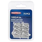 INDPROD #10x3/4' Wood Screw, 304 Stainless Steel Round Head Screws, Phillips Pan Head Sheet Metal Screws Self Tapping Screws Set, M5 x 20mm Round Head Wood Screws, 10x3/4-Inch, 75-Piece
