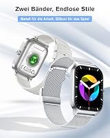 KALINCO Smartwatch Herren Damen, Blutdruckuhr mit Bluetooth-Telefonie, AI Fitness Tracker mit Herzfrequenz SpO2 Stress, 100+ Sportmodi Fitnessuhr,Weltuhr, Schlafanalyse, Geschenkideen für iOS Android – Ansicht 2