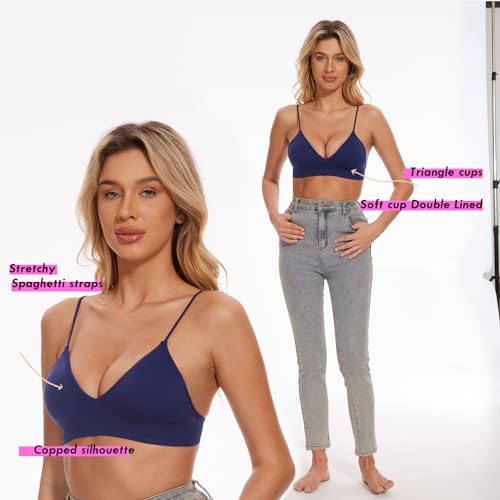 Image of Seamless Bra for Women Low Back Bralette Wirefree Spaghetti Bra with Padded Removeable