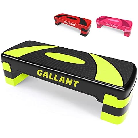 Gallant Aerobic Step - Height Adjustable Exercise Stepper | 3x Height Level 10cm, 15cm & 20cm Steps Raise Platform Steppers Board Box Block | Excellent Home Gym Fitness Workout Equipment Bench - Green Cover