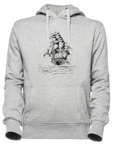 Sweat à capuche gris Luxogo Bateau à Voile imprimé style marin pour homme et femme
