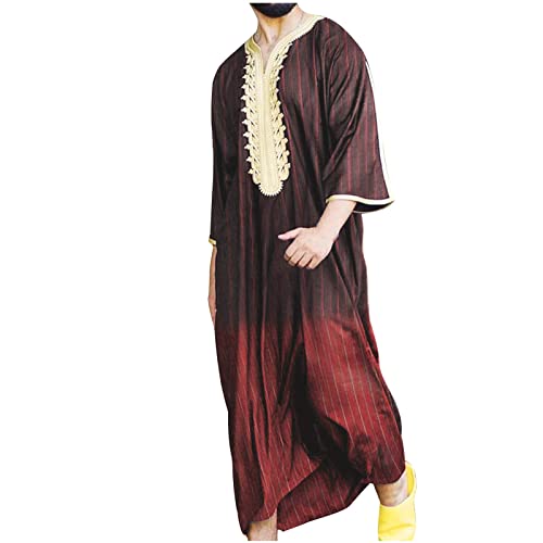 Ctreela Mens Muslim Thobe Middle East Saudi Arabic Robe Half Sleeve Kaftan Shirt Long Gown Clothes Saudi Ramadan Dress