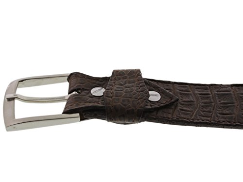 El Presidente Mens Brown Crocodile Belly Pattern Cowboy Belt Removable Buckle3