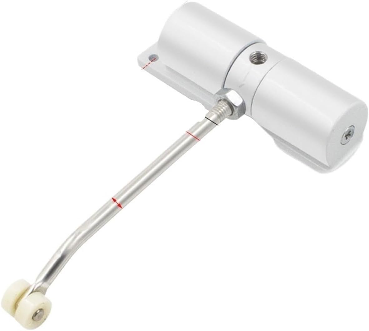 180 Degree Automatic Door Closer Metal Adjustable Heavy Duty Safety Spring Silence Durable Convert Hinged Interior Exterior(Round-White)