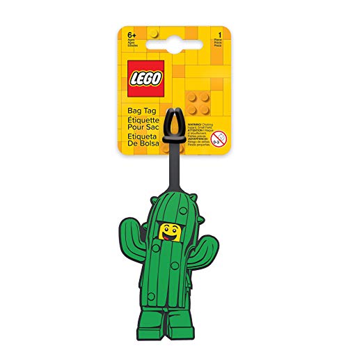 IQ LEGO Cactus Boy Luggage Tag - Green, Silicone, 7*2.5 Inches, Writable Surface, Perfect for Travel & Identification