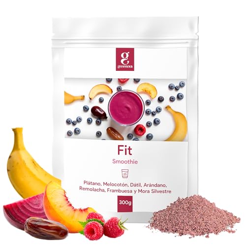 GREENORA Smoothie Vegano Fruta Liofilizada en Polvo 100% Natural. Deshidratada. Plátano Melocotón Dátil Arándanos Remolacha Frambuesa. 300 g