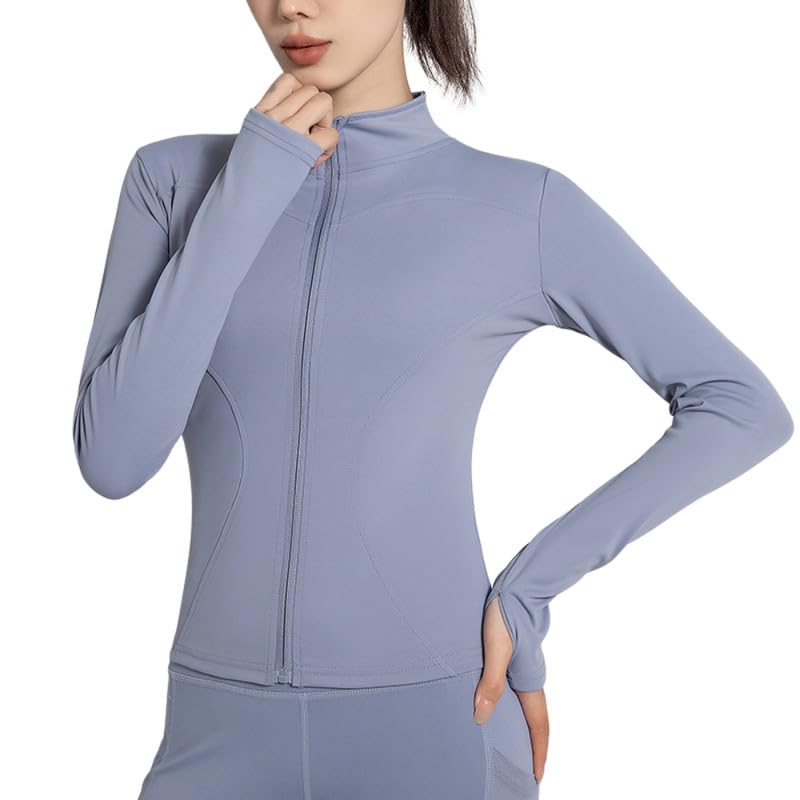 Women's Quick-Dry Zip-Up Yoga Jacket | Tight Fit, Stand Collar, Long Sleeve