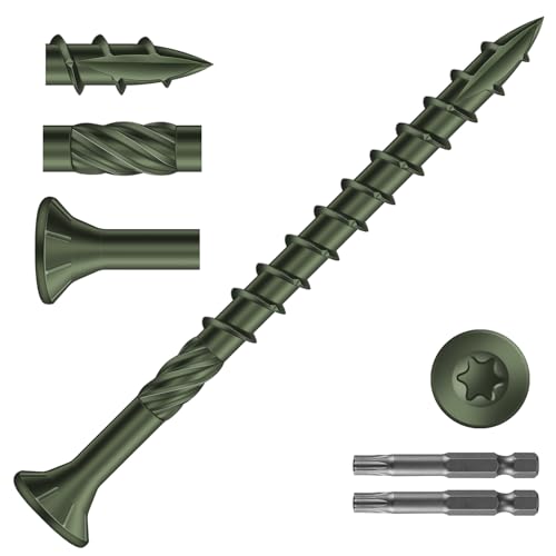Image of #10 x 2-1 /2 inch Deck Screws (477Pcs) 6lb. Carbon Steel, Green, Flat Head, Rust Resistant epoxy Coated, with T25 Star Bit